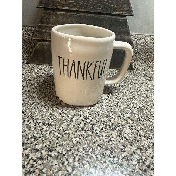 Rae Dunn THANKFUL Coffee Mug White Ceramic Mug with Handle Artisan Collection - Picture 3 of 6